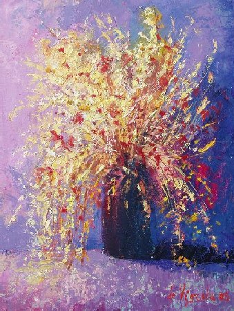 Fiori dorati con vaso